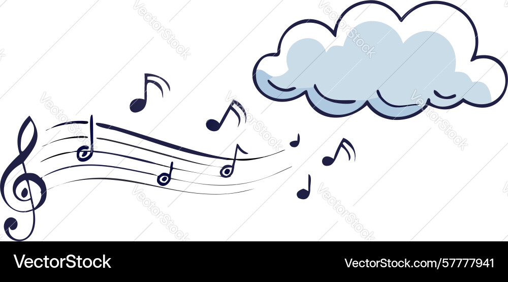 Musical cloud with floating notes design Vector Image