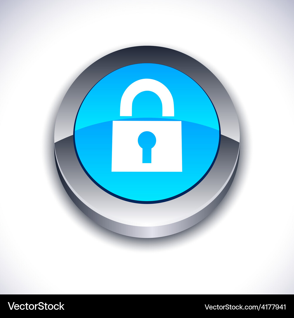 Padlock 3d button Vector Image