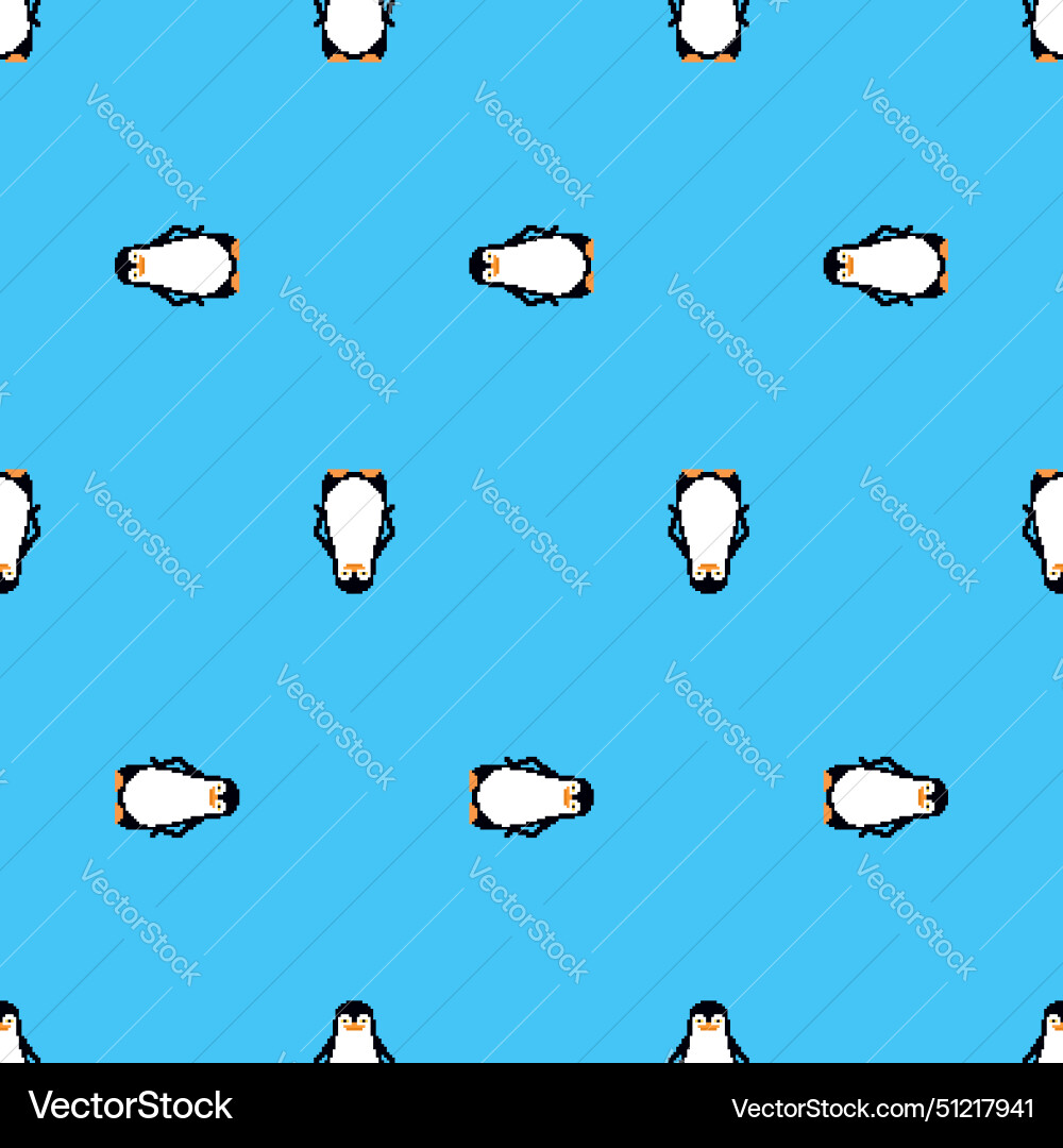Penguin pixel art pattern seamless pixelated Penguin pixel art pattern seamless pixelated vector image