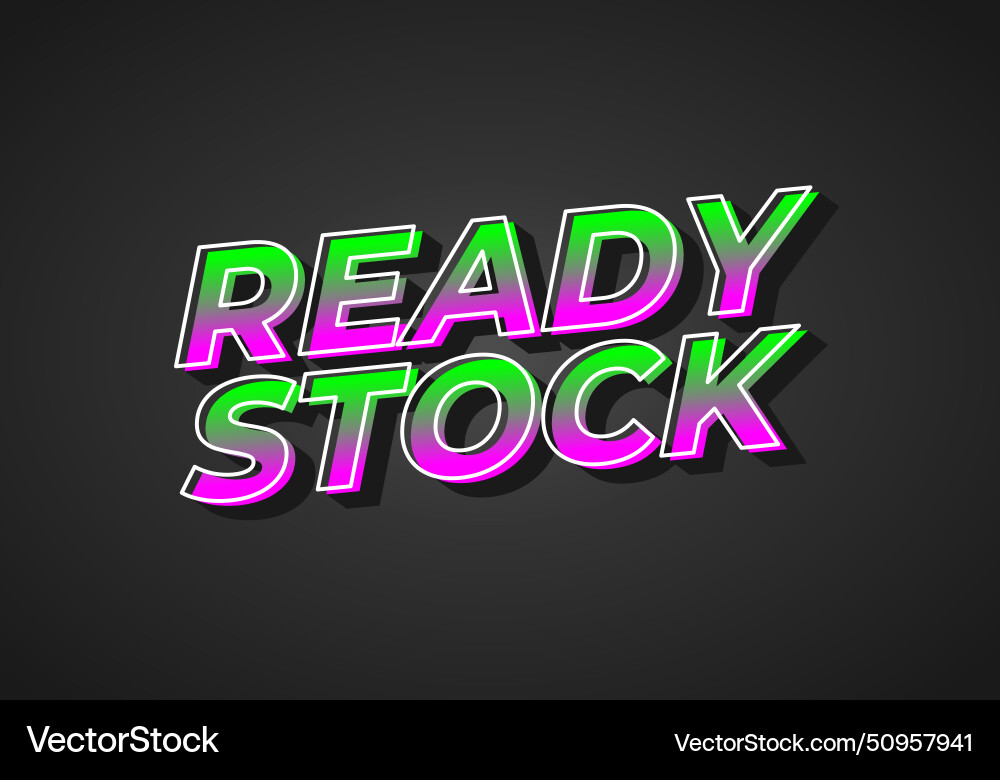 Ready stock text effect in 3d look with eye Vector Image