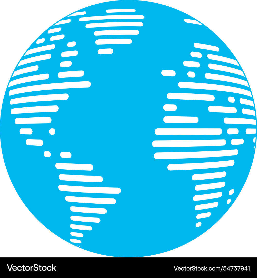 Simple horizontal line map of the world sphere Simple horizontal line map of the world sphere vector image