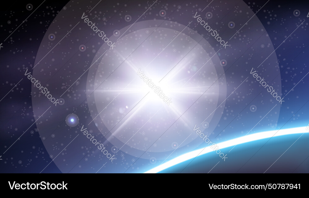 Sunlight appears from above the planet outer Sunlight appears from above the planet outer vector image