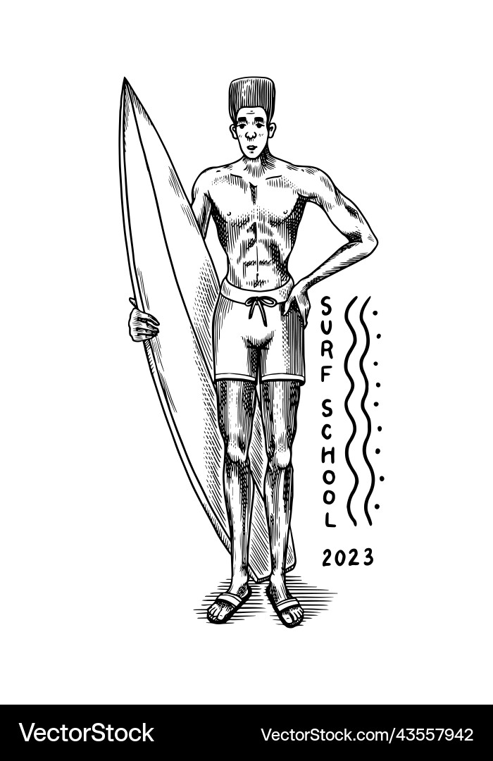 African-american man with surfboard summer surf African-american man with surfboard summer surf vector image