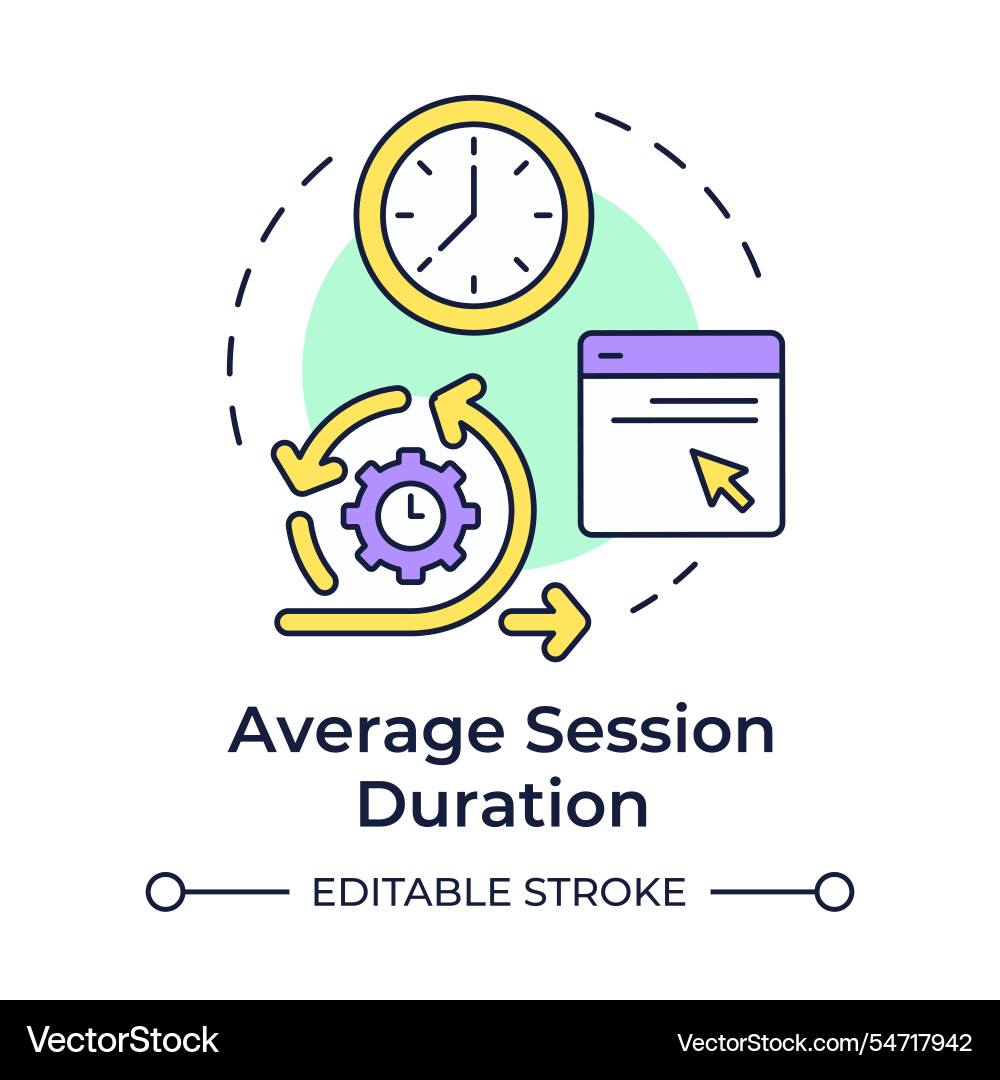 Average session duration multi color concept icon Average session duration multi color concept icon vector image