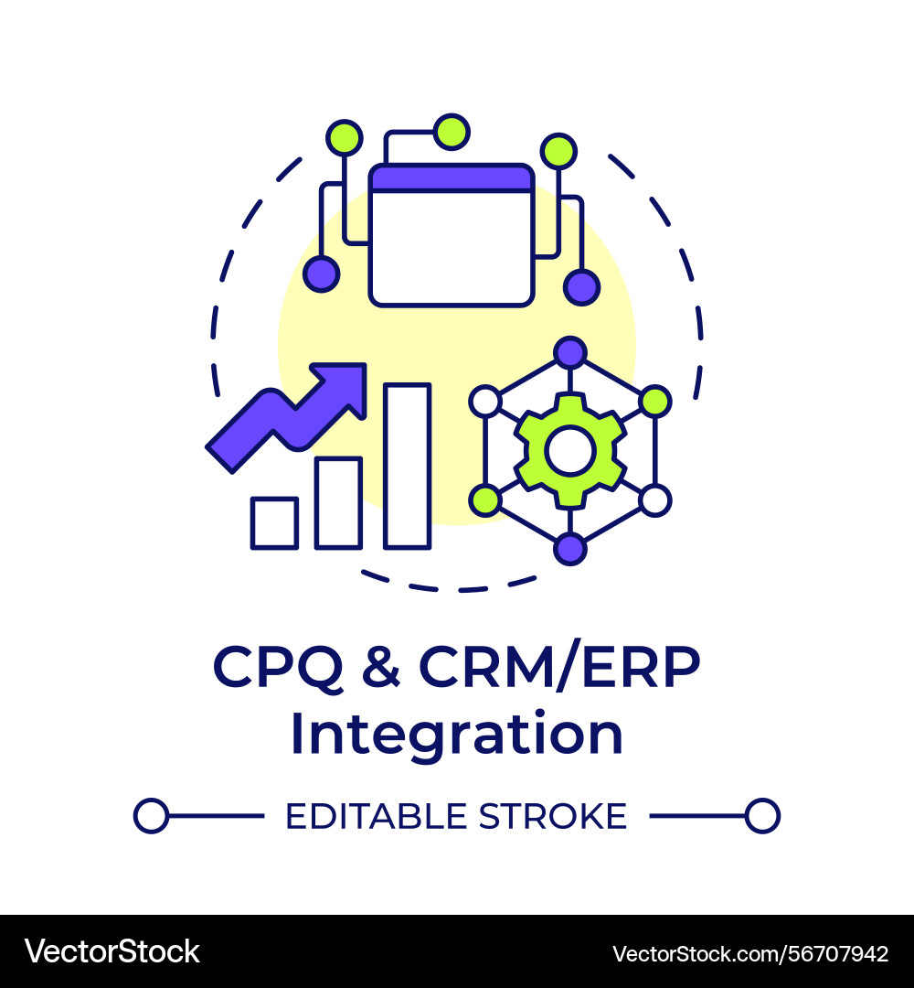 Cpq and crm or erp integration multi color Cpq and crm or erp integration multi color vector image