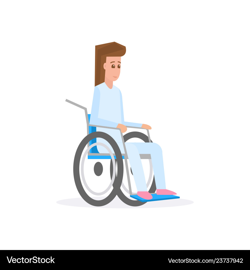 Female young with wheelchair flat Female young with wheelchair flat vector image