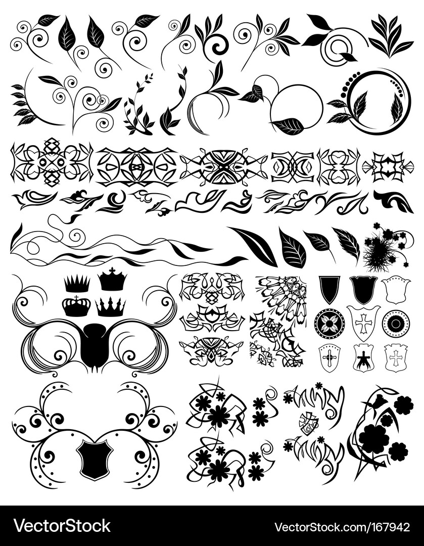 Floral & Ornate Elements Vector Image