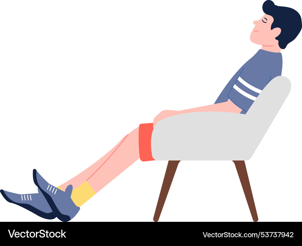 Man sleep in comfy chair resting lazy person Man sleep in comfy chair resting lazy person vector image