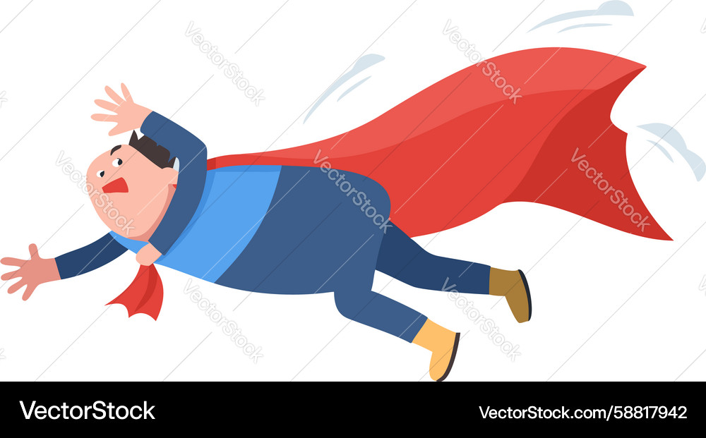 Man with red cape dynamic ascending hero design Vector Image