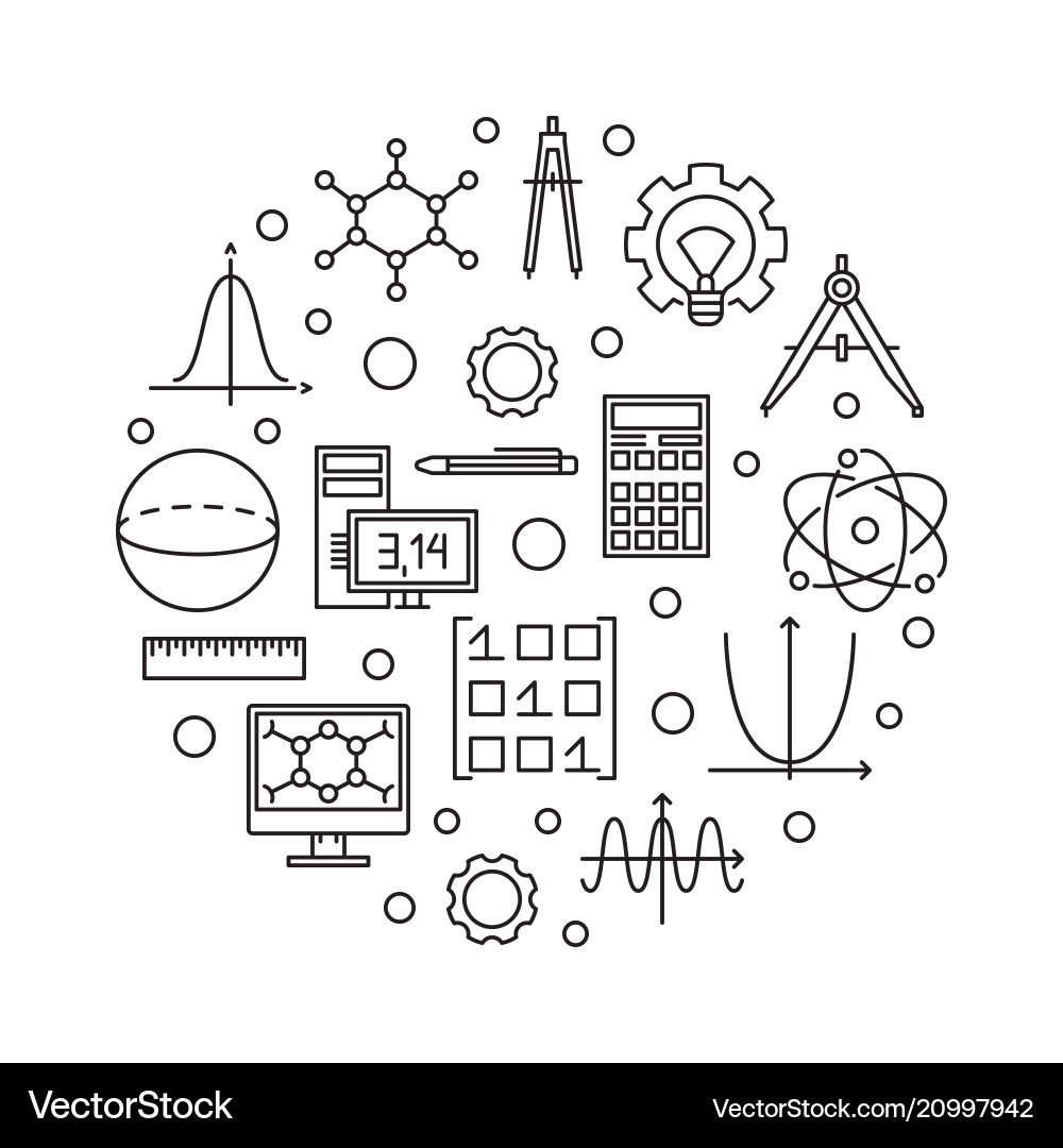 STEM Round Minimal Icon Set vector image