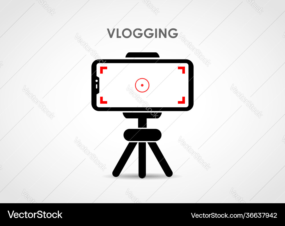 Vlogging using mobile and tripod stand Vlogging using mobile and tripod stand vector image