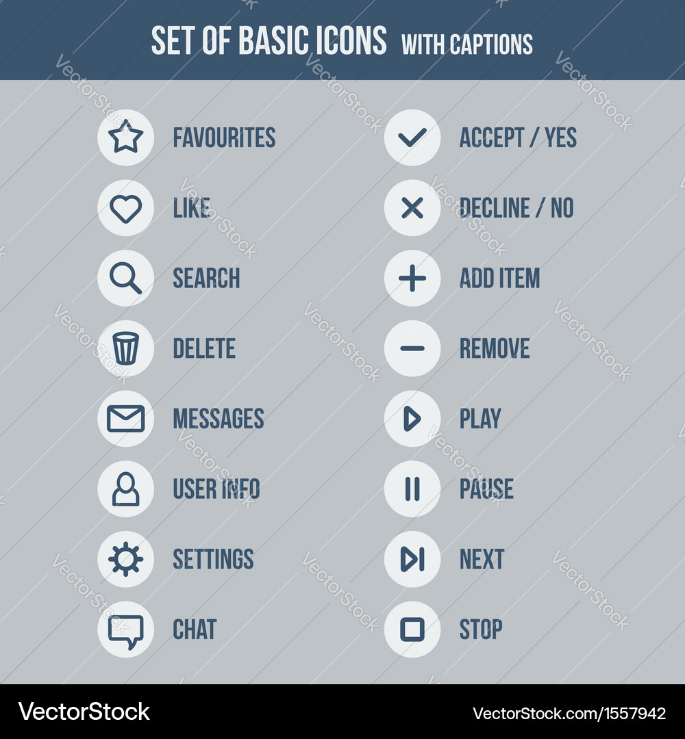 Web Icons - Basic UI Elements Vector Image
