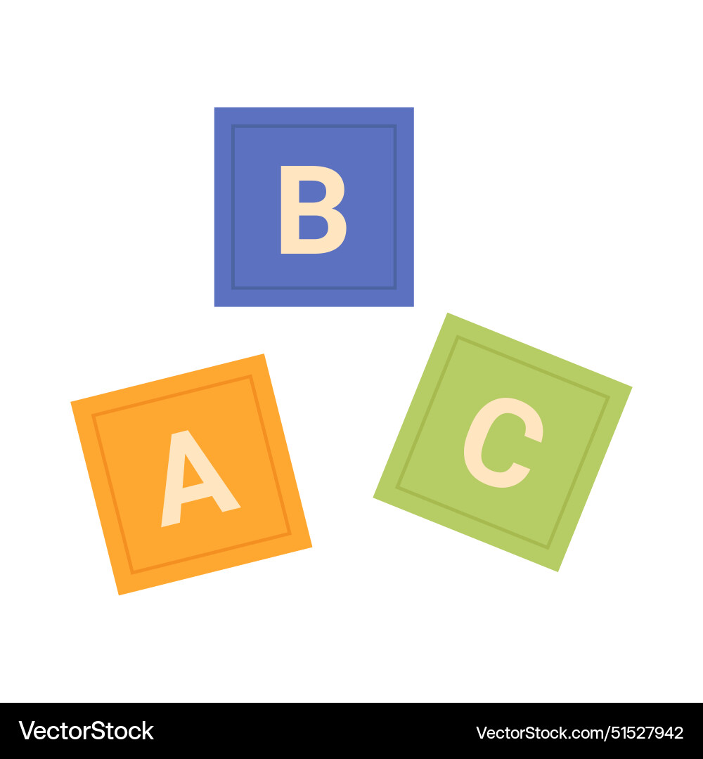 Wooden block cubes with a b c letters to play Vector Image