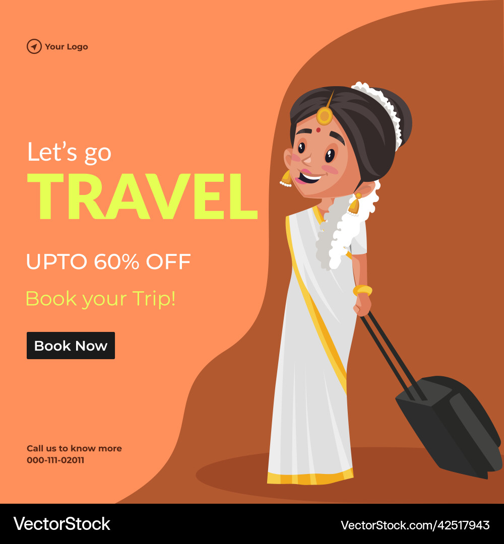 Banner design of lets go travel book your trip Banner design of lets go travel book your trip vector image
