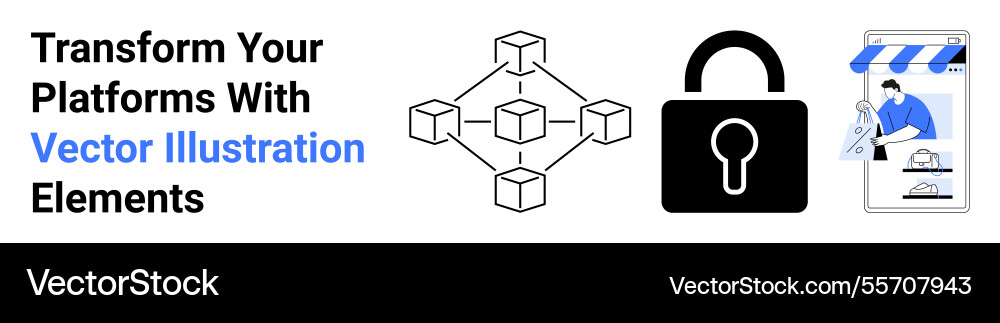 Blockchain network data security and e-commerce Vector Image