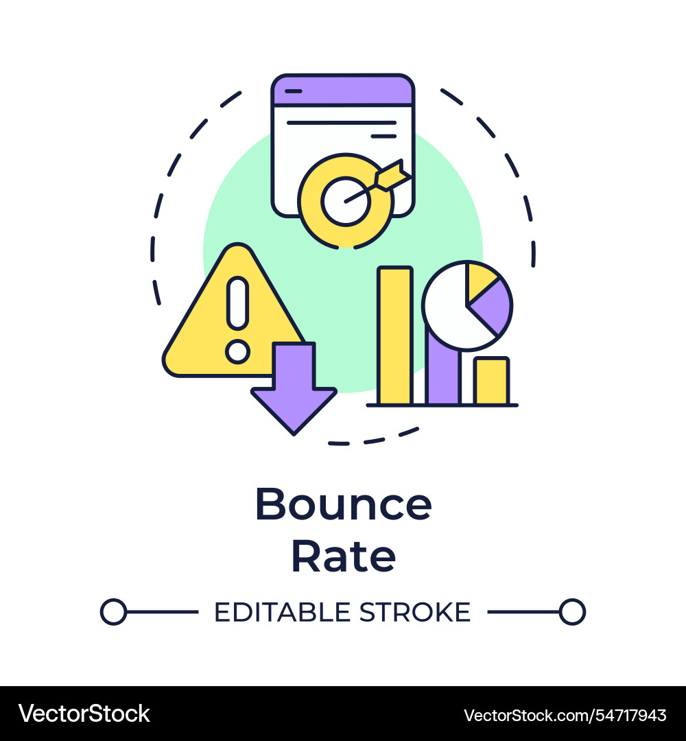 Bounce rate multi color concept icon Vector Image