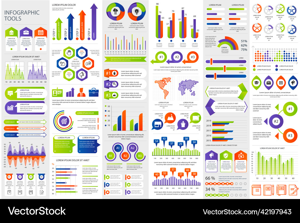 Bundle infographic elements data visualization Bundle infographic elements data visualization vector image