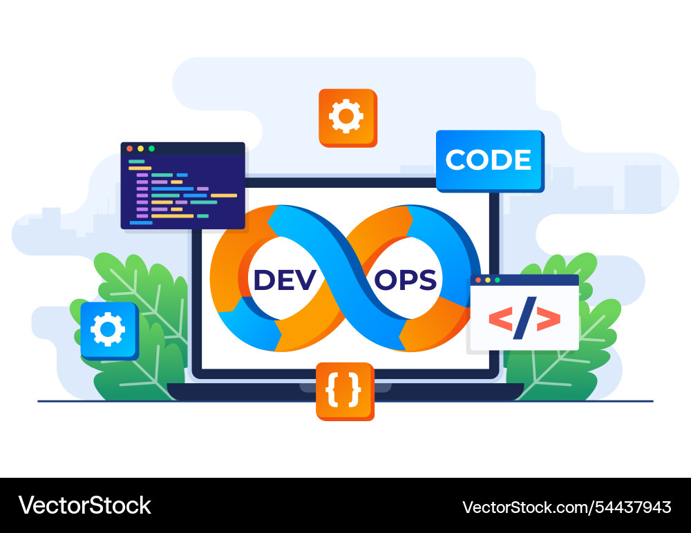 Devops concept flat template software development Devops concept flat template software development vector image