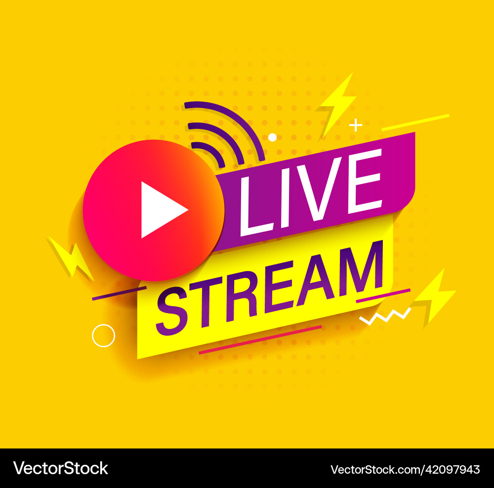 Live stream symbol with wifi and play button Live stream symbol with wifi and play button vector image