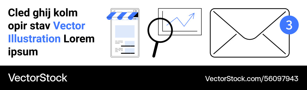 Mobile app analytics with magnifying glass chart vector image