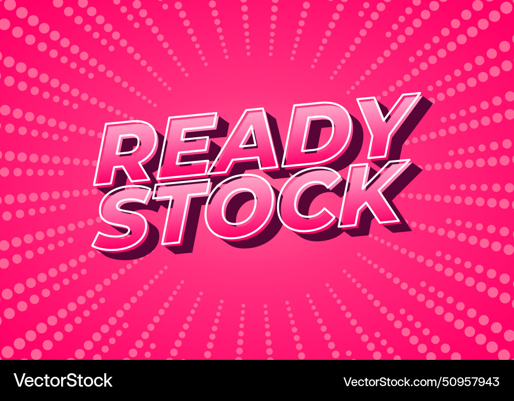 Ready stock text effect in 3d look with eye Ready stock text effect in 3d look with eye vector image