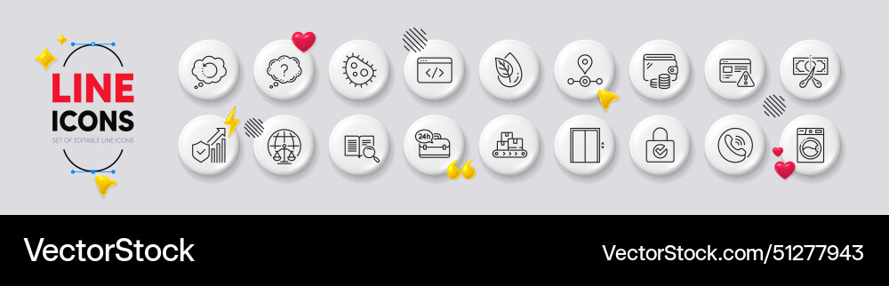 Seo script internet warning and lift line icons Vector Image