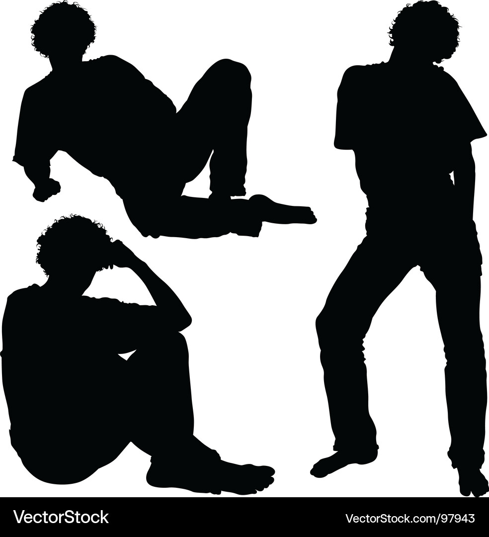 Silhouetted Male Figures Vector Image