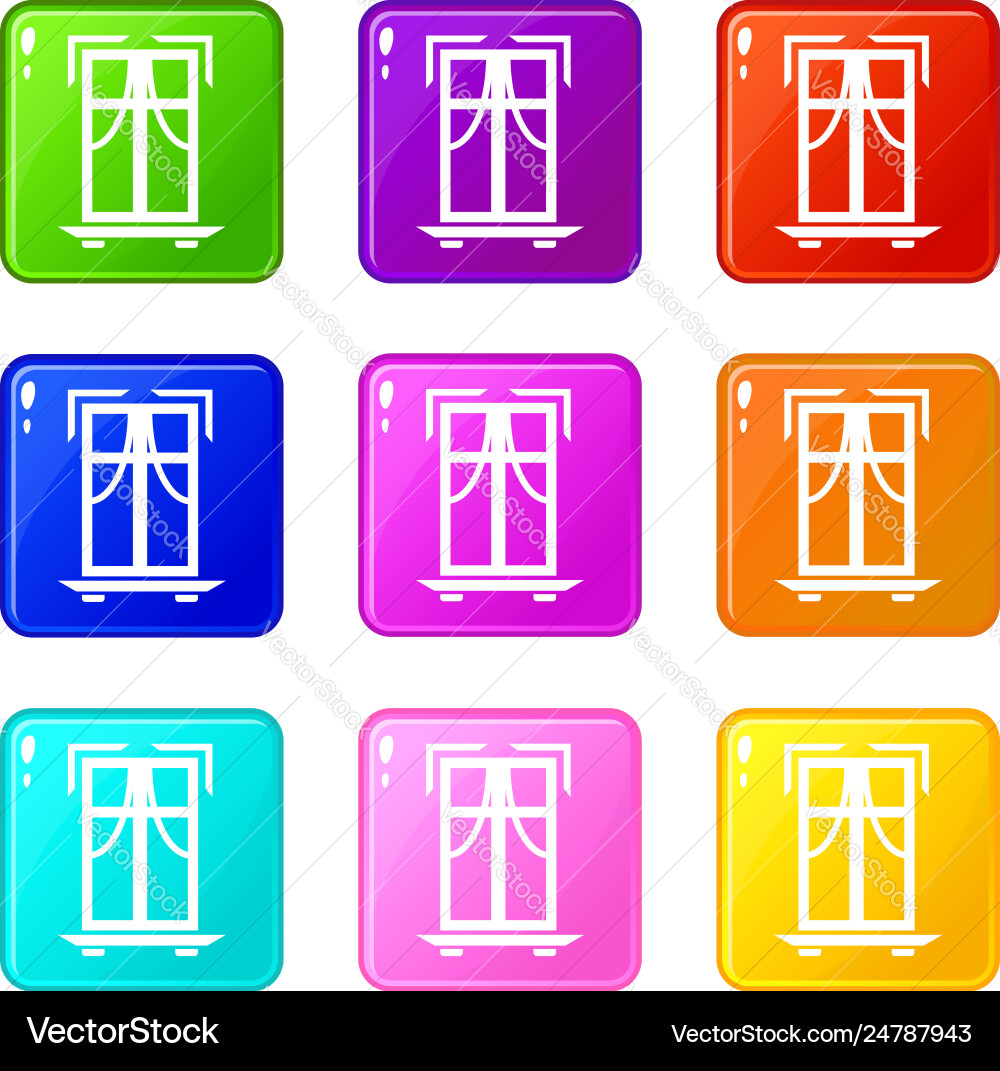 Sill window frame icons set 9 color collection Sill window frame icons set 9 color collection vector image