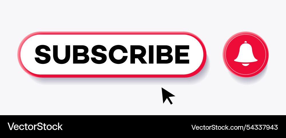 Subscribe button 3d style red color Subscribe button 3d style red color vector image