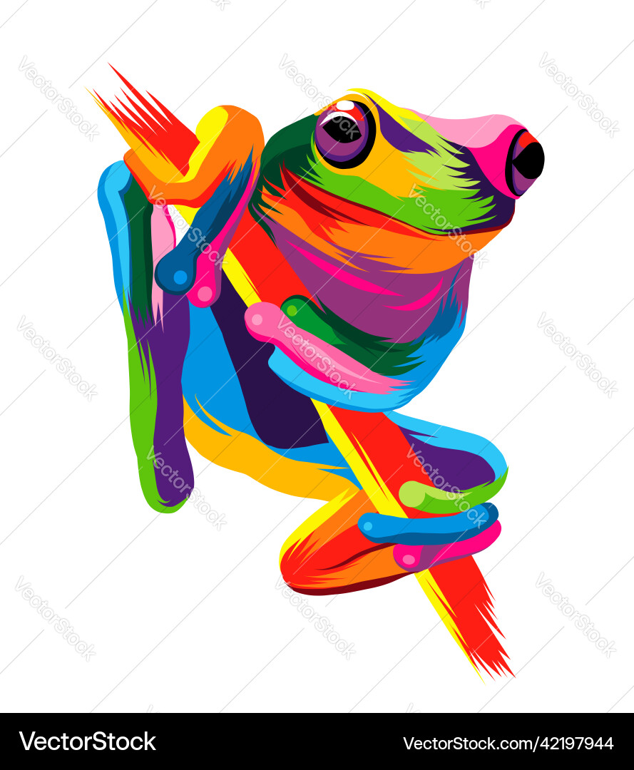 Abstract tree frog from multicolored paints Vector Image