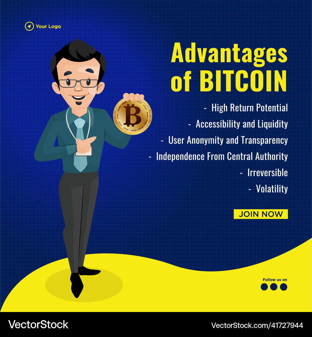 Advantages of bitcoin banner design – Royalty-Free Vector | VectorStock