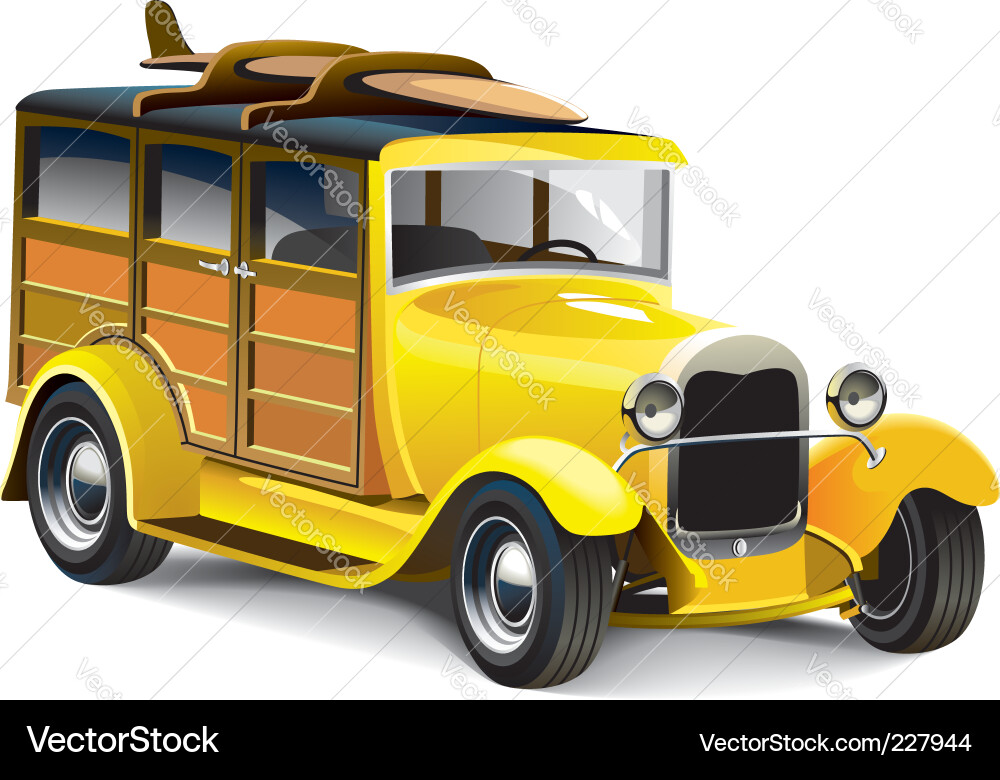 Classic Yellow Hot Rod vector image