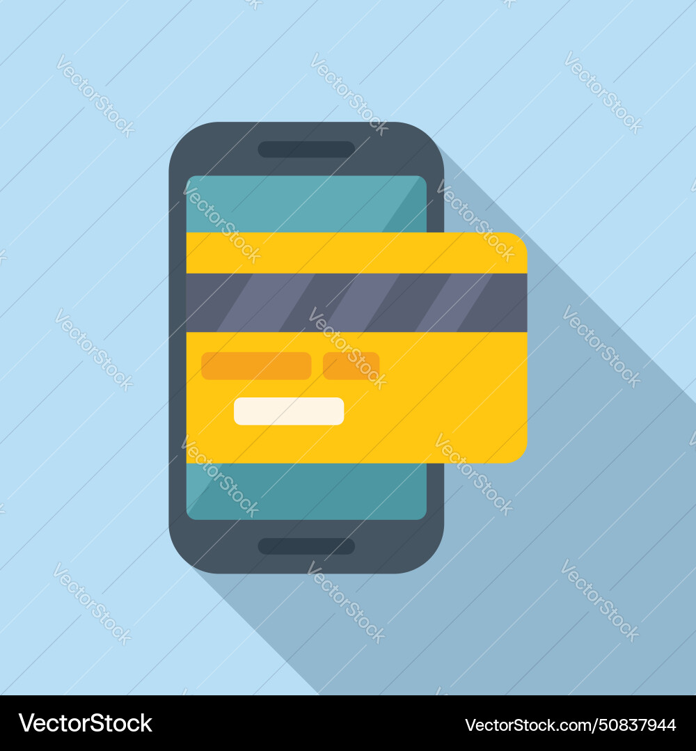 Credit card on phone icon flat buy online Vector Image