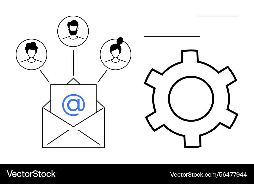 Email communication connecting team members Email communication connecting team members Vector Image