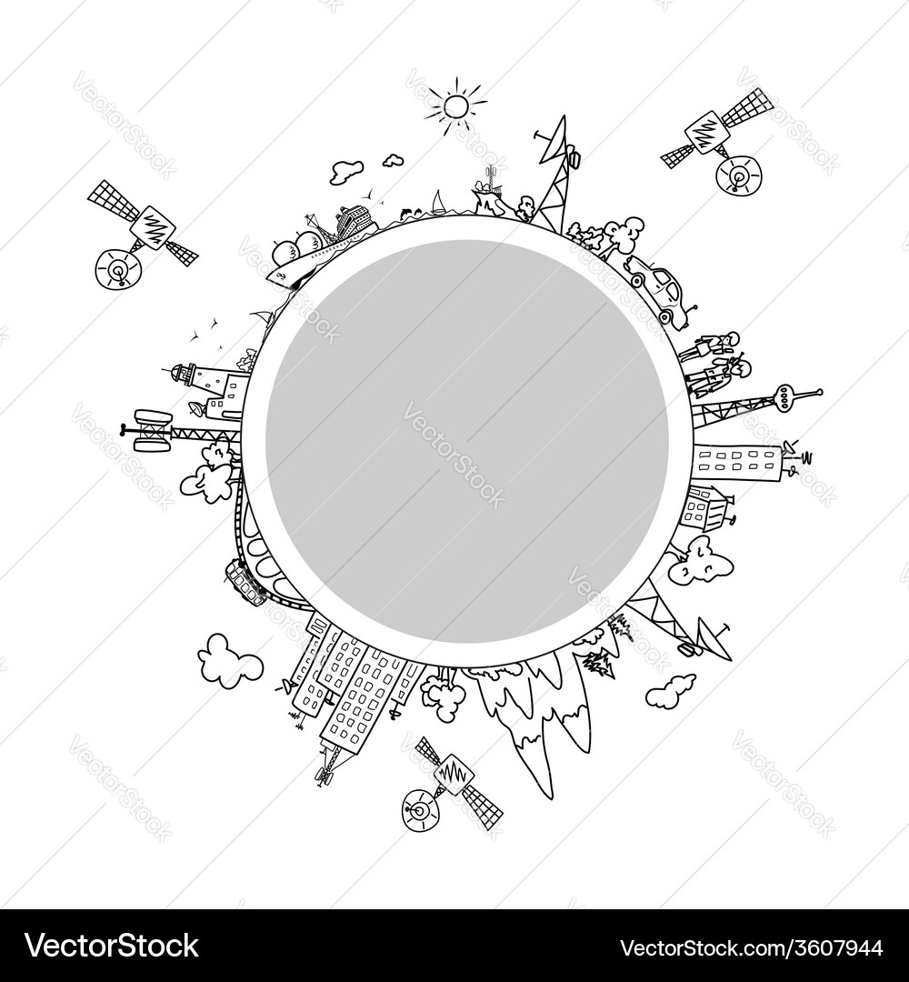 Global information network on the globe Vector Image