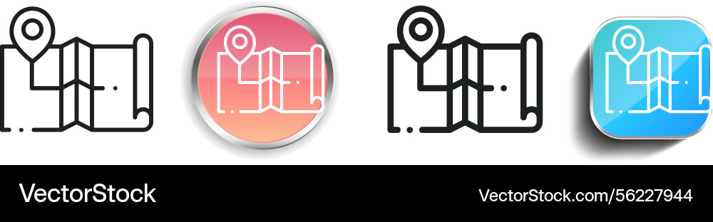 Map icon thin linear regular and button style Map icon thin linear regular and button style Vector Image