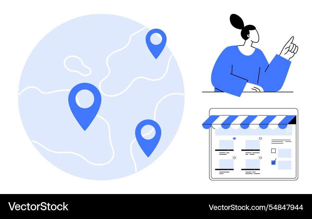 Navigation and e-commerce concept with geolocation Vector Image