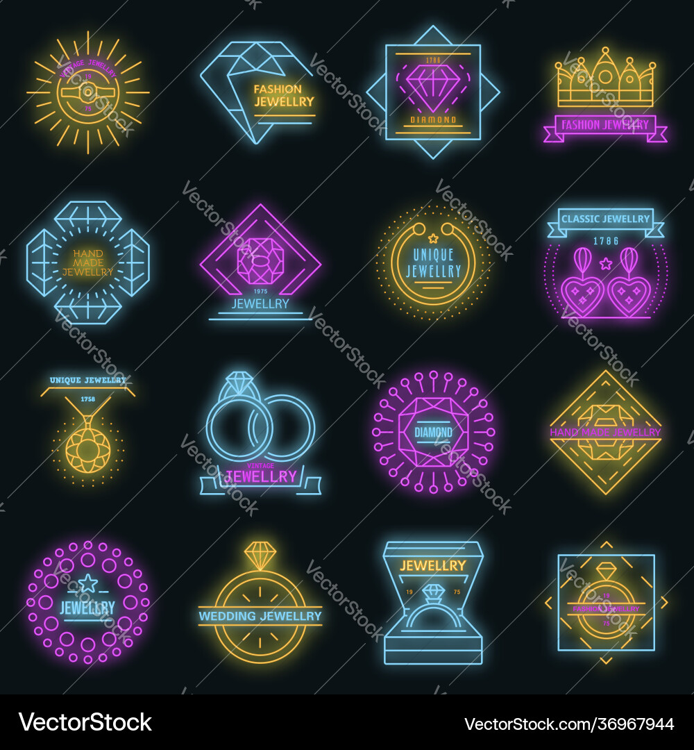 Schmuck-Icon-Set Neon Schmuck-Icon-Set Neon vektorbild