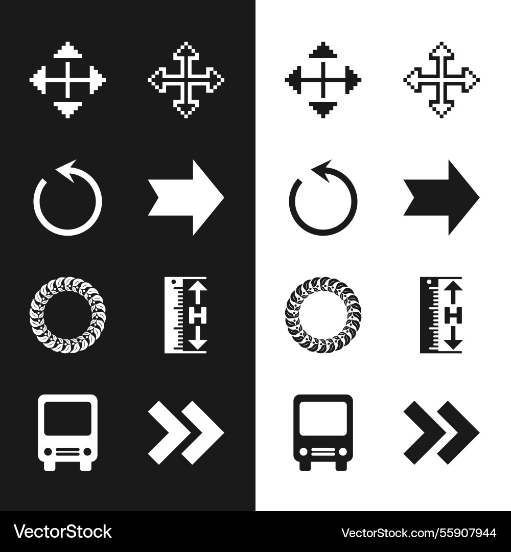 Set arrow refresh pixel arrows in four directions Vector Image