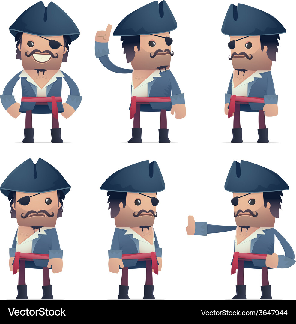 Set of pirate character in different poses Vector Image