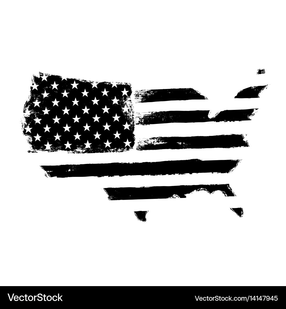 American Flag Map Shape Vector Image
