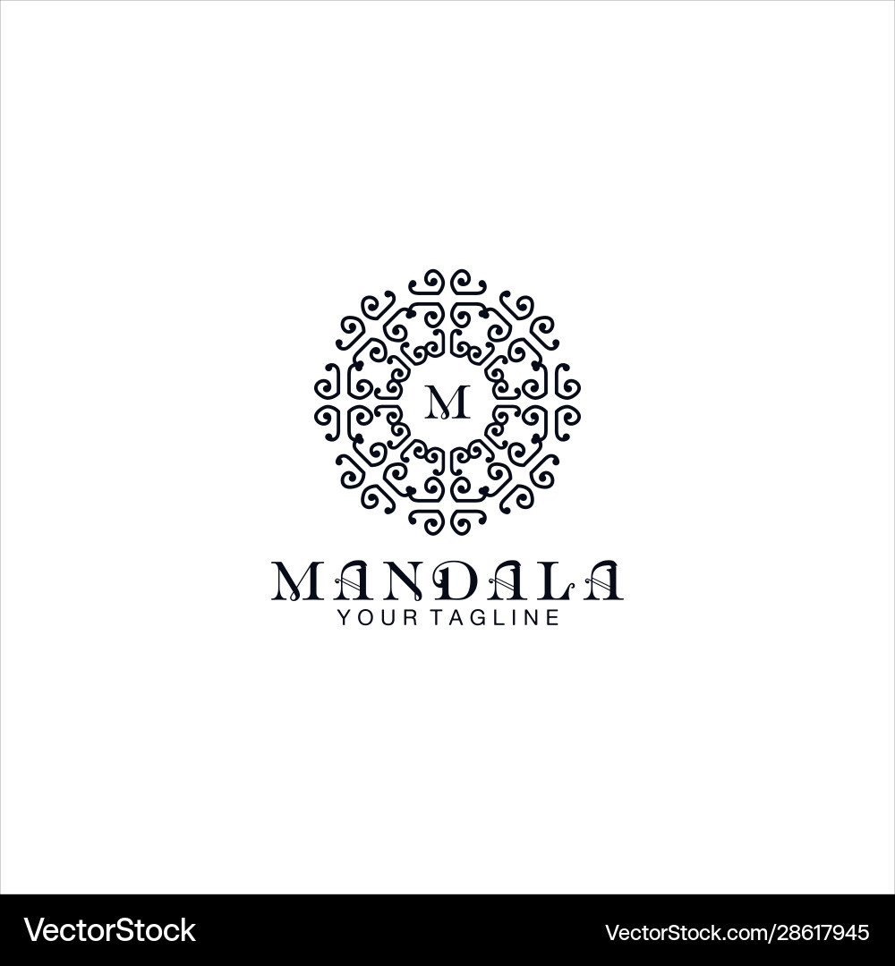 Mandala logo design template idea with initial vector image