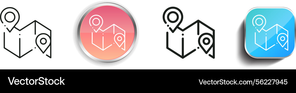 Map icon thin linear regular and button style Map icon thin linear regular and button style Vector Image