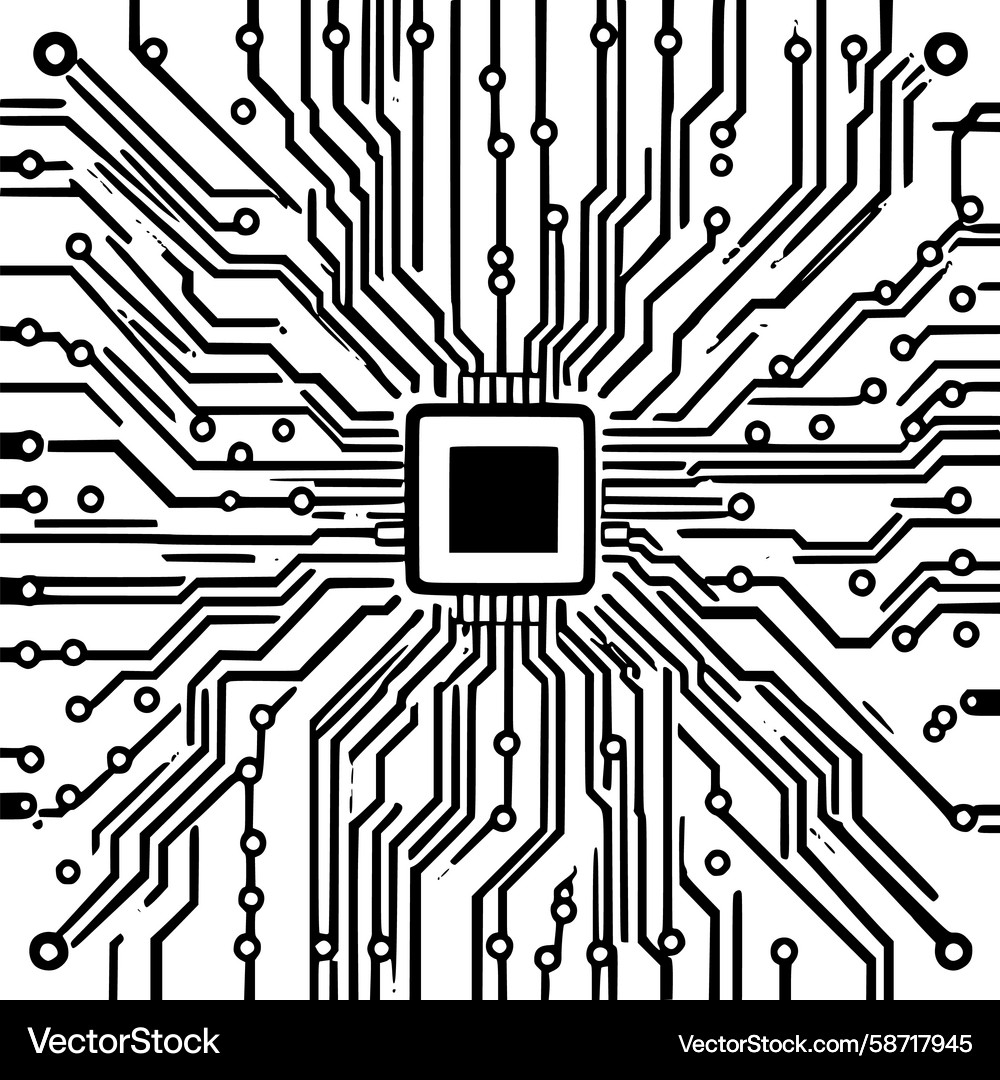 Microchip circuit board pattern Vector Image