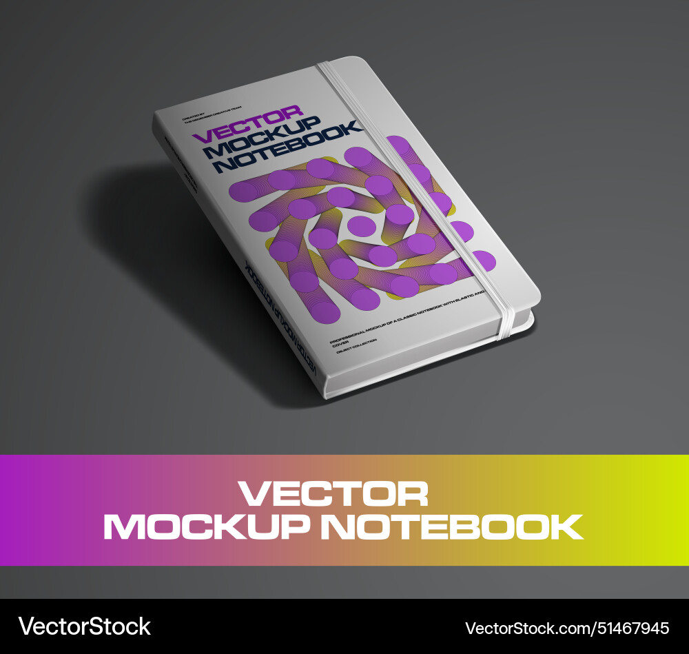 Notebook template with elastic band abstract Notebook template with elastic band abstract vector image