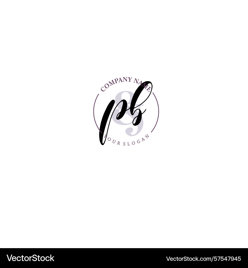 Pb initial logo with botanical circle design Pb initial logo with botanical circle design Vector Image