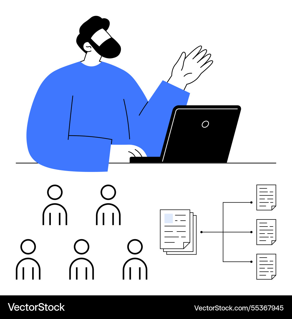 Remote work communication and document management Remote work communication and document management vector image