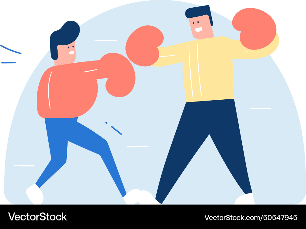 Two cartoon men boxing each other dynamic fight vector image