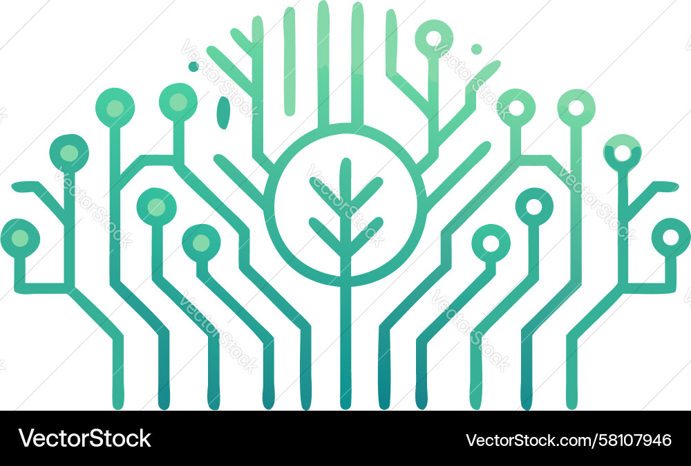 Circuitry Tree Tech Icon Vector Image