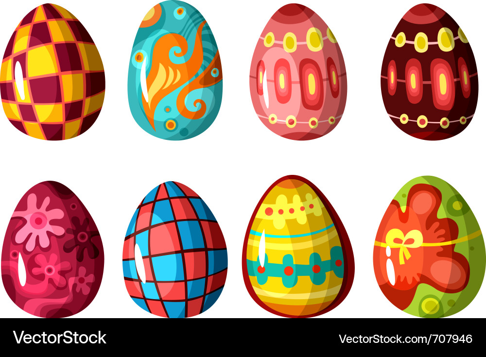 Colorful Egg Pattern Set Vector Image